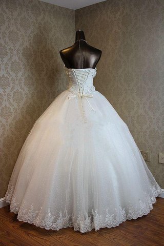 Robe de mariée naturel longue avec perle avec décoration dentelle de mode de bal