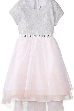 Robe cortège fille col u profond avec nœud avec manche courte a-ligne