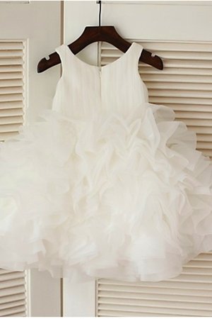 Robe cortège fille avec fleurs en organza jusqu'au mollet avec zip de mode de bal