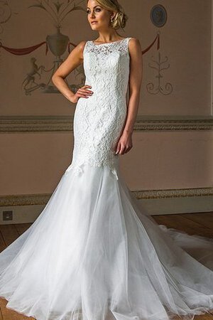 Robe de mariée plissage facile appliques jusqu'au sol de traîne mi-longue