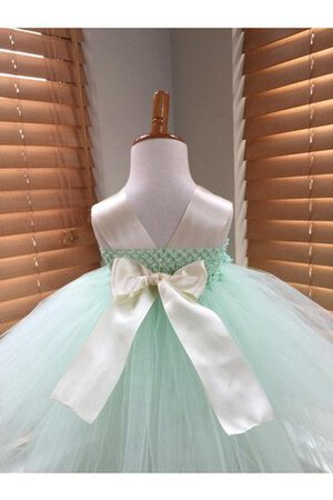 Robe cortège fille plissé avec nœud à boucles avec sans manches en tulle dénudé