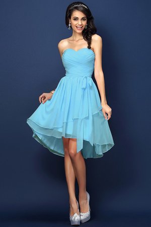 Robe demoiselle d'honneur plissé courte de princesse de col en cœur avec chiffon