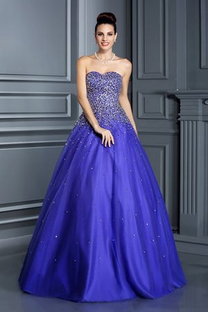 Robe de quinceanera longue col en forme de cœur avec lacets manche nulle avec perle