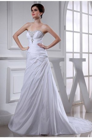 Robe de mariée longue de traîne moyenne de bustier manche nulle avec perle