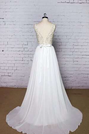 Robe de mariée naturel en chiffon avec décoration dentelle a-ligne avec sans manches