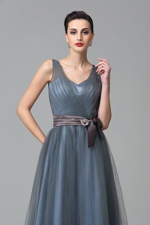 Robe demoiselle d'honneur de princesse jusqu'au sol ligne a avec ruban ceinture