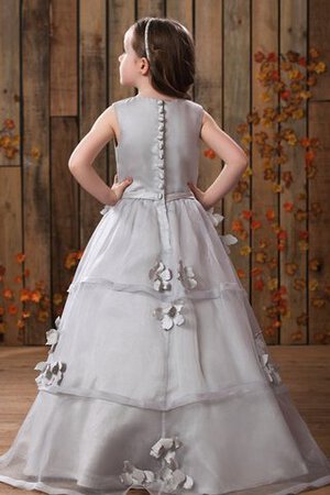 Robe cortège fille plissé boutonné a-ligne manche nulle avec fleurs