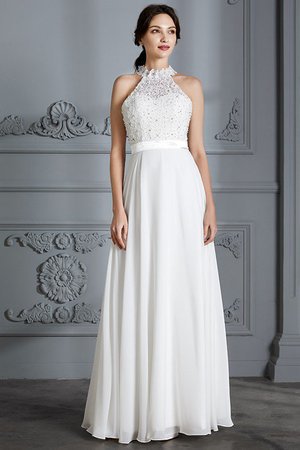 Robe de mariée naturel de princesse en chiffon jusqu'au sol encolure ronde