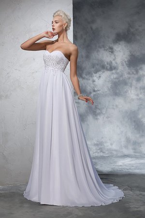 Robe de mariée longue de princesse avec chiffon avec perle fermeutre eclair