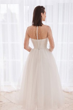 Robe de mariée avec perle coupé en tulle modeste grandiose