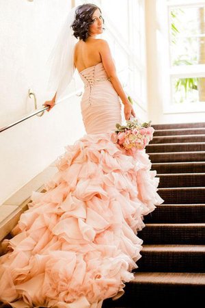 Robe de mariée en organza de traîne moyenne de col en cœur étourdissant naturel