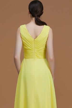 Robe demoiselle d'honneur naturel avec chiffon avec zip manche nulle v encolure