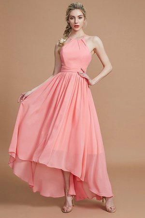 Robe demoiselle d'honneur asymétrique de dos nu manche nulle ligne a avec chiffon