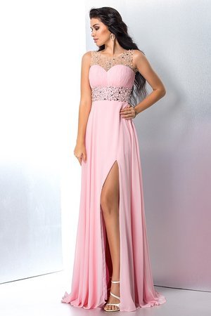 Robe de soirée longue en chiffon avec perle de traîne courte ligne a