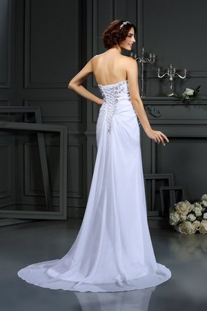 Robe de mariée longue avec perle gaine manche nulle de col en cœur