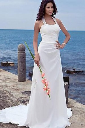 Robe de mariée naturel de fourreau dénudé avec perle de traîne moyenne