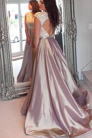 Robe de soirée ligne a manche nulle de traîne courte en satin splendide