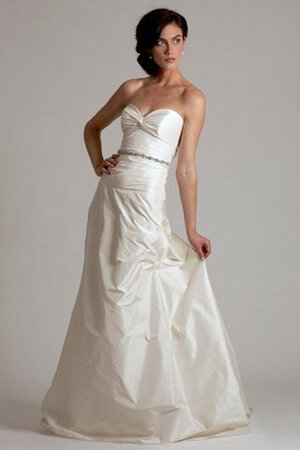 Robe de mariée longue col en forme de cœur jusqu'au sol ruché fermeutre eclair