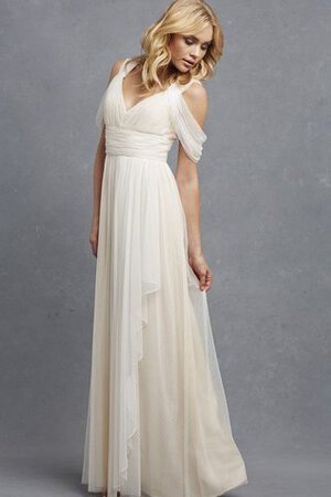 Robe demoiselle d'honneur facile ruché textile en tulle avec chiffon v encolure