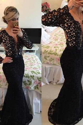 Robe de soirée sexy avec manche longue avec décoration dentelle de sirène v encolure