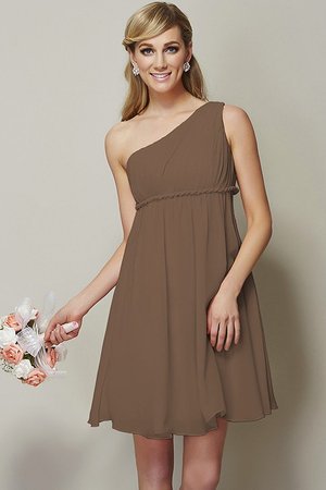 Robe demoiselle d'honneur ceinture avec ruban a-ligne avec chiffon manche nulle