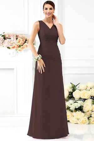 Robe demoiselle d'honneur plissé en chiffon de fourreau v encolure avec fronce