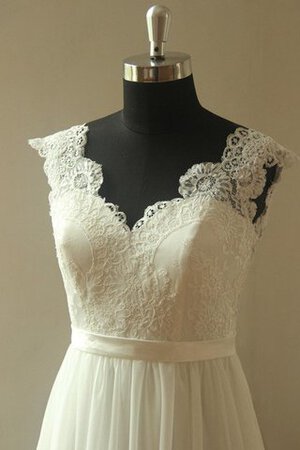 Robe de mariée plissé de lotus de traîne courte de col en v sans dos