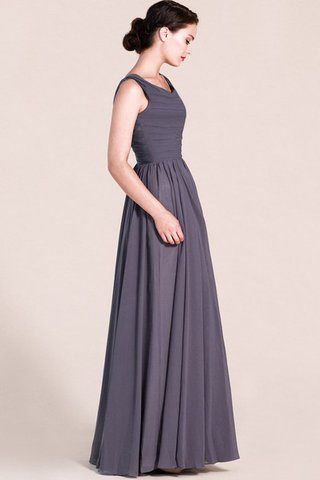 Robe demoiselle d'honneur simple a-ligne avec chiffon longueru au niveau de sol manche nulle