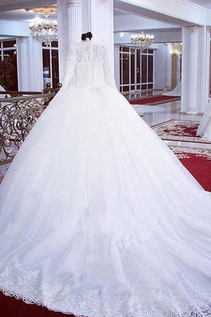Robe de mariée textile en tulle avec zip accrocheur avec manche longue naturel