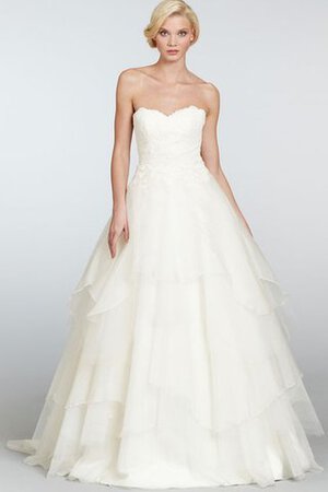 Robe de mariée en organza en dentelle de mode de bal manche nulle avec gradins
