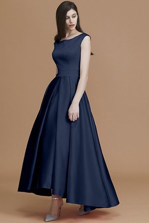 Robe demoiselle d'honneur en satin col en bateau asymétrique ligne a de princesse