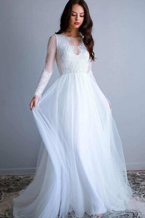 Robe de mariée plissage festonné de traîne courte textile en tulle en dentelle