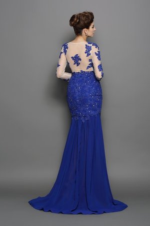 Robe de soirée longue avec chiffon avec manche longue de traîne courte de sirène