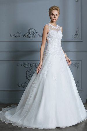 Robe de mariée en tulle decoration en fleur de traîne moyenne de mode de bal gracieux