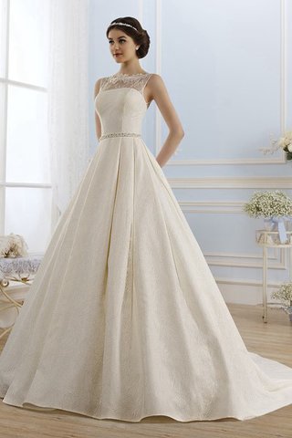 Robe de mariée romantique longue plissage noeud avec décoration dentelle