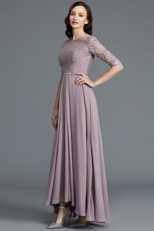 Robe mère de mariée naturel a-ligne encolure ronde en chiffon avec manche 1/2