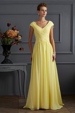 Robe de bal naturel avec manche courte de princesse ligne a avec chiffon