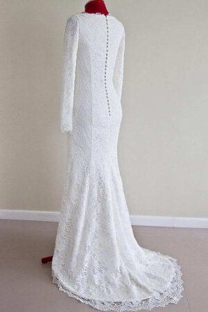 Robe de mariée distinguee humble gaine de traîne courte avec décoration dentelle