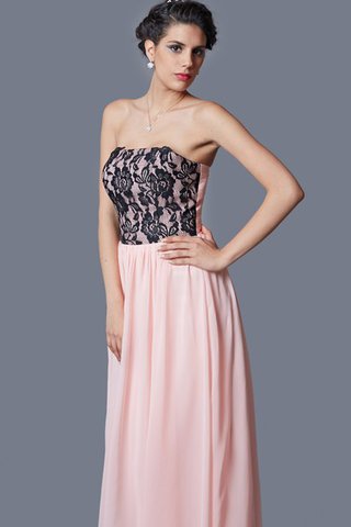 Robe de soirée de bustier appliques fermeutre eclair ligne a avec décoration dentelle