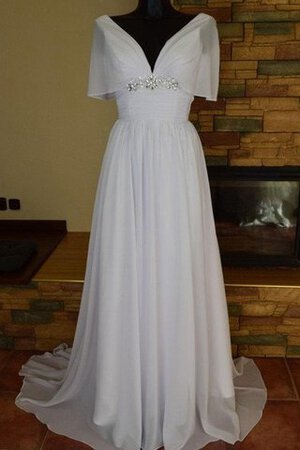 Robe de mariée à la mode cordon avec perle a-ligne de col en v