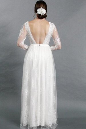 Robe de mariée v col profonde textile en tulle appliques v encolure avec ruban