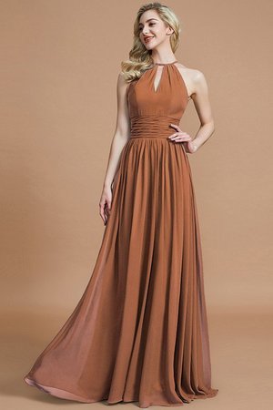 Robe demoiselle d'honneur naturel col u profond avec chiffon manche nulle ligne a