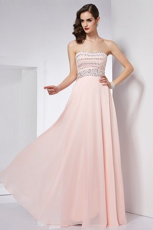 Robe de bal longue avec chiffon avec perle ligne a jusqu'au sol