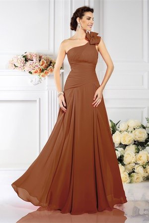 Robe demoiselle d'honneur plissage avec fronce manche nulle avec chiffon a-ligne