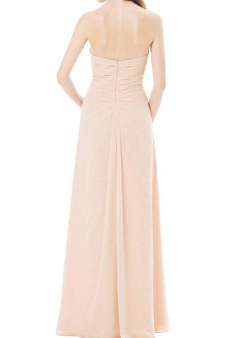 Robe demoiselle d'honneur ruché avec chiffon de col en cœur longueur au ras du sol a-ligne