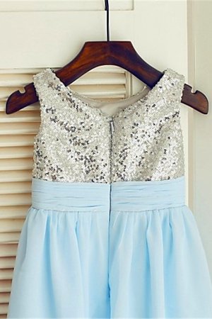 Robe cortège fille eclaté avec fleurs avec chiffon ligne a encolure ronde