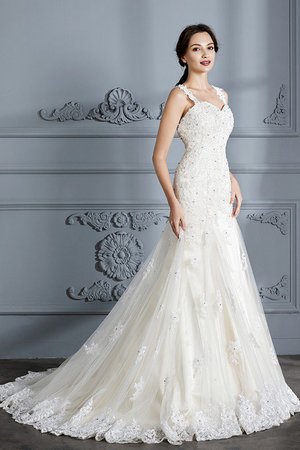 Robe de mariée naturel manche nulle de sirène de traîne moyenne de col en cœur