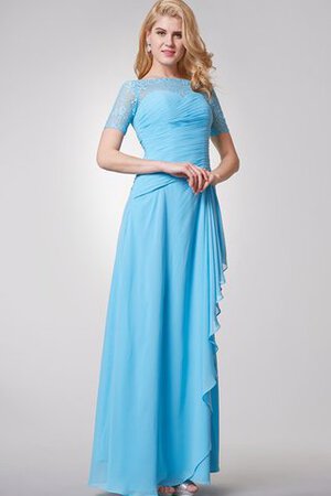 Robe mère de mariée longue avec décoration dentelle avec manche courte a-ligne en chiffon