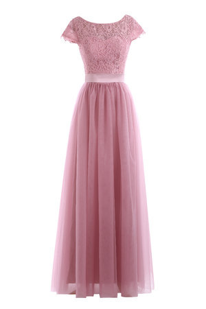 Robe de soirée simple romantique de col bateau en chiffon broder