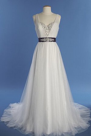 Robe de mariée plissage romantique de traîne courte v encolure manche nulle